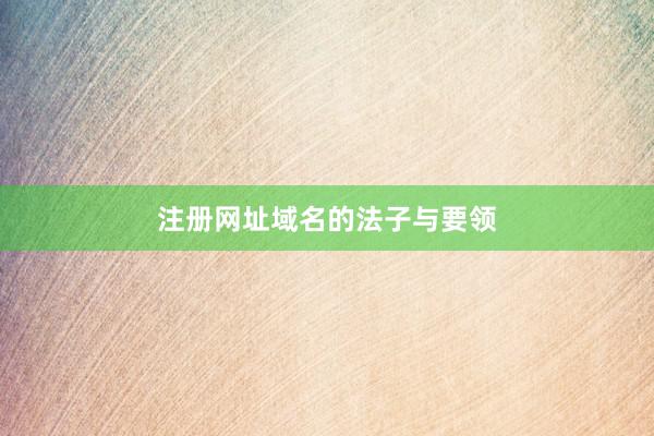 注册网址域名的法子与要领