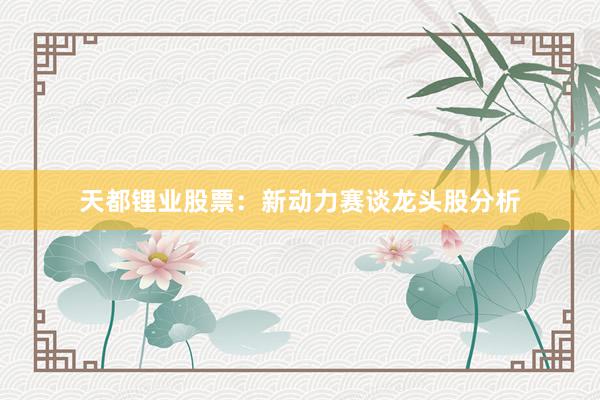 天都锂业股票：新动力赛谈龙头股分析